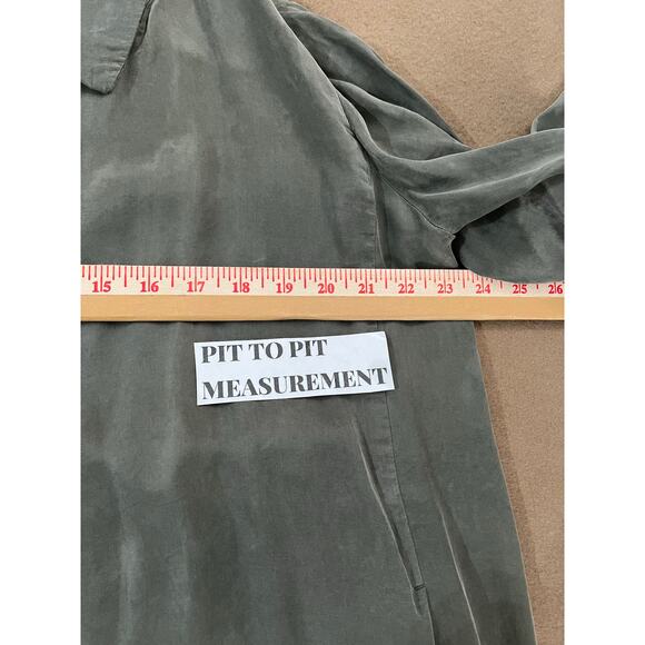 Eileen Fisher Oversized Notched Lapel Longline Grove Green Lightweight Coat XS - Picture 8 of 10